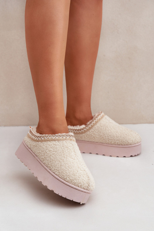 sniego batai  su platforma Z Haftem dramblio kaulo spalvos Tirissa