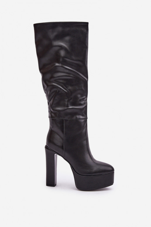 ilgaauliai batai su kulniukais ir platforma iš eko odos Juodos spalvos Felilorn