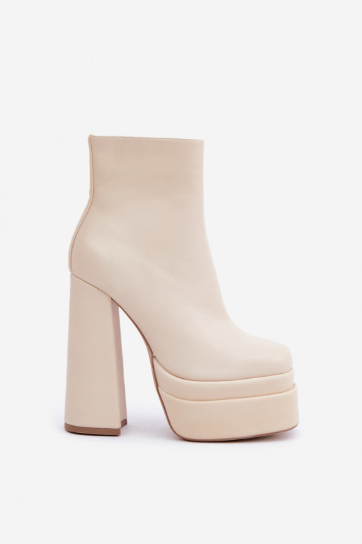 Aulinukai su platforma I  pašiltinti dramblio kaulo spalvos Selahra