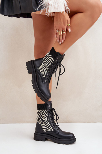 aulinukai  su kojinės tipo auliuku Zebra Juodos spalvos Raviri