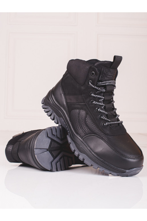 Vyriški batai su kailiuku juodos spalvos