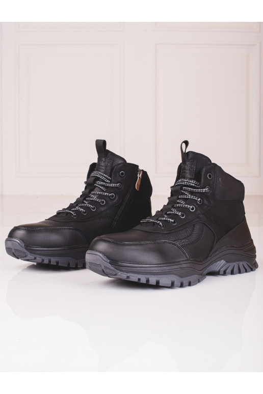 Vyriški batai su kailiuku juodos spalvos