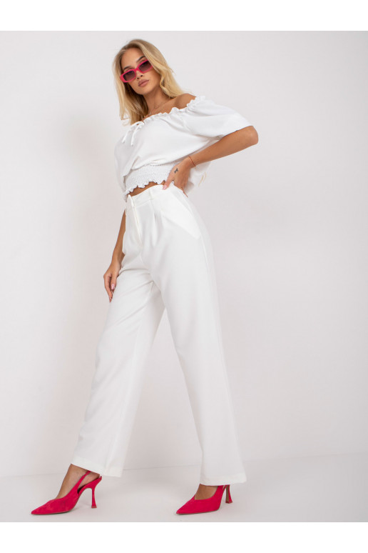 Baltos plačios kelnės RUE PARIS Baltos plačios kelnės RUE PARIS