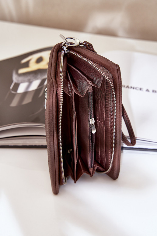 Didelė moteriška piniginė su įspaudu iš eko odos Czekoladowy Martiel