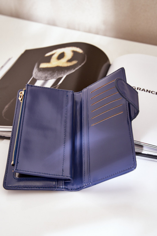 Moteriška piniginė iš eko odos tamsiai mėlynos spalvos Kalinessa