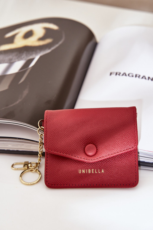 Etui Na Karty Ze aukso spalvosm Brelokiem iš eko odos bordo spalvos Iritinme