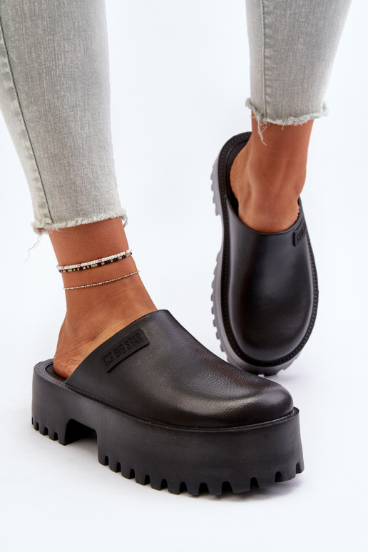  Šlepetės su madingais masyviais padais Big Star NN274014 Juodos spalvos