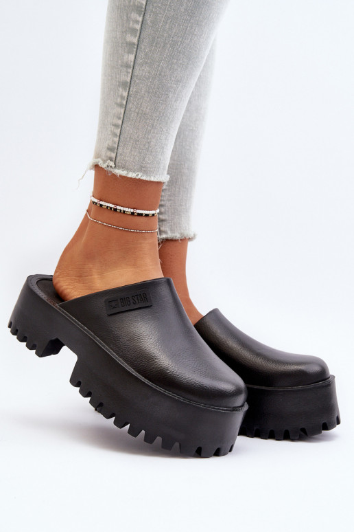  Šlepetės su madingais masyviais padais Big Star NN274014 Juodos spalvos