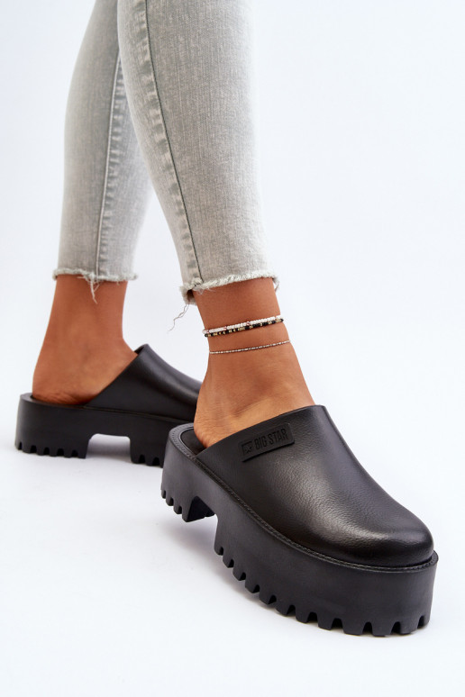  Šlepetės su madingais masyviais padais Big Star NN274014 Juodos spalvos