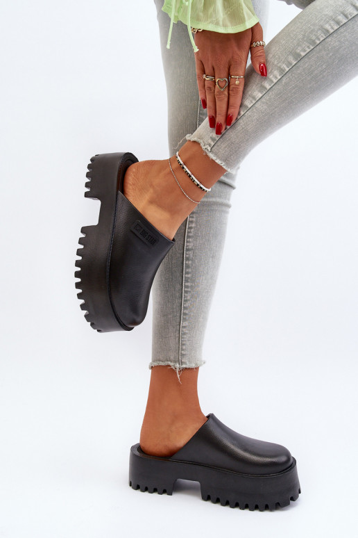  Šlepetės su madingais masyviais padais Big Star NN274014 Juodos spalvos