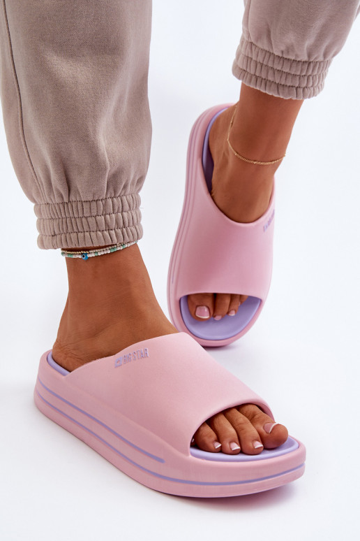 Moteriškos šlepetės su platforma Big Star NN274A035 rožinės spalvos