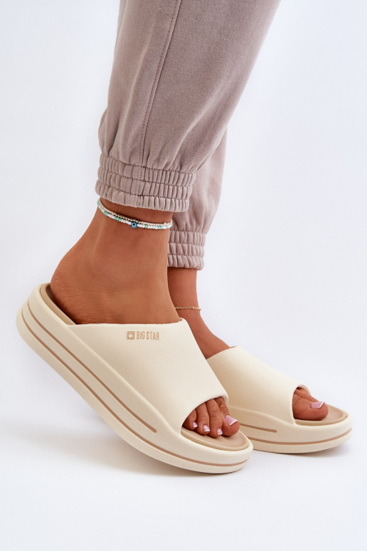 Moteriškos šlepetės su platforma Big Star NN274A034 smėlio spalvos