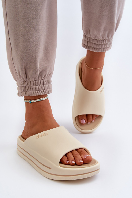 Moteriškos šlepetės su platforma Big Star NN274A034 smėlio spalvos