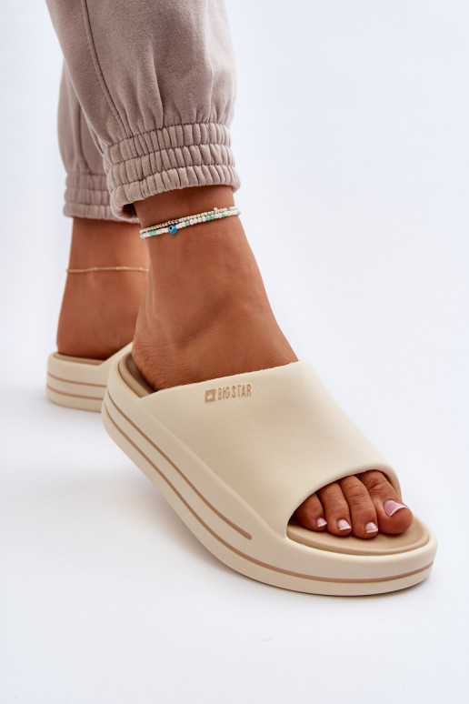 Moteriškos šlepetės su platforma Big Star NN274A034 smėlio spalvos