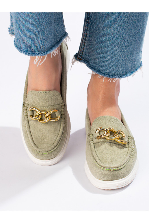   Mokasinai su platforma žalios spalvos