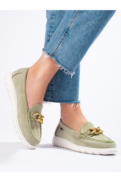   Mokasinai su platforma žalios spalvos