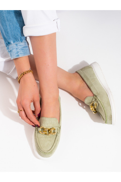   Mokasinai su platforma žalios spalvos