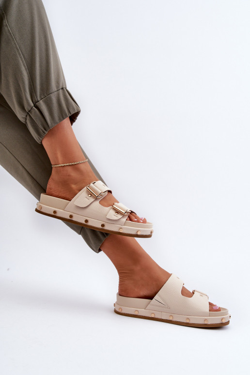 Moteriškos šlepetės su platforma Big Star NN274083 smėlio spalvos