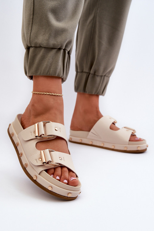 Moteriškos šlepetės su platforma Big Star NN274083 smėlio spalvos