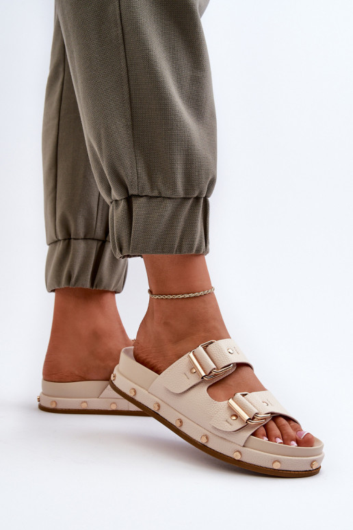 Moteriškos šlepetės su platforma Big Star NN274083 smėlio spalvos