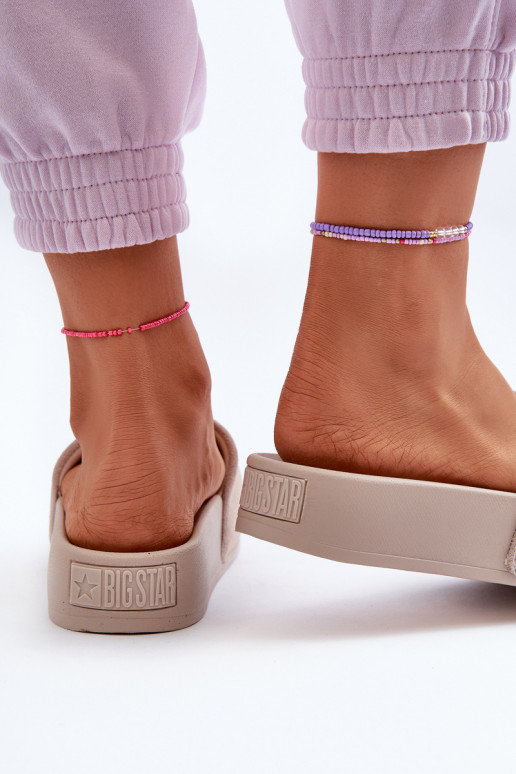  Šlepetės su platforma iš zomšos Big Star NN274A671 smėlio spalvos
