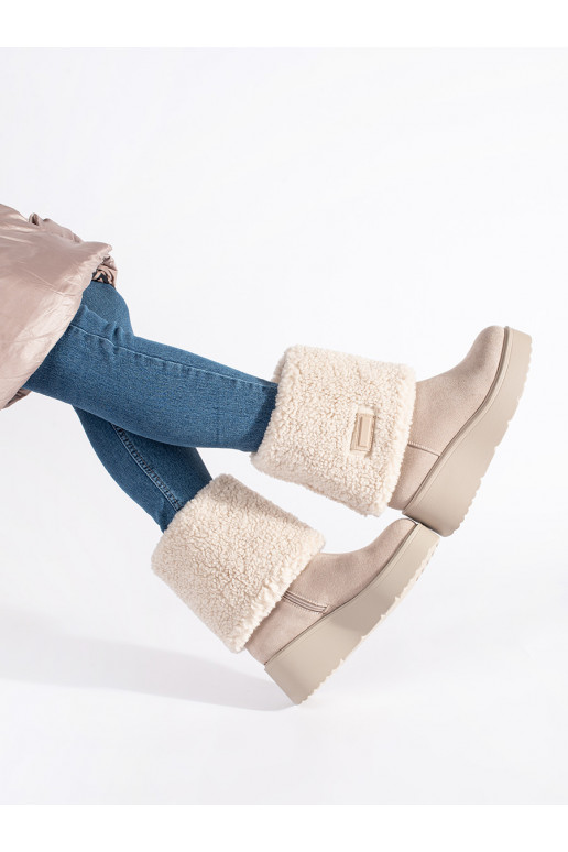 smėlio spalvos su pašiltinimu moteriški batai 