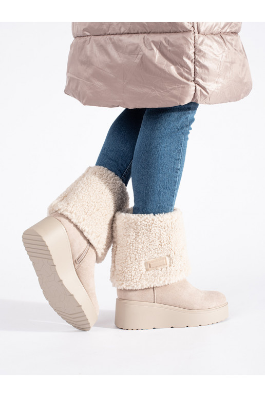 smėlio spalvos su pašiltinimu moteriški batai 