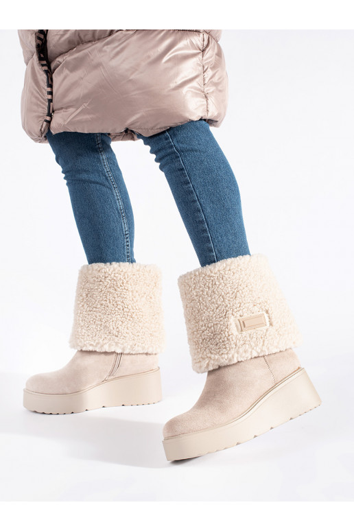 smėlio spalvos su pašiltinimu moteriški batai 