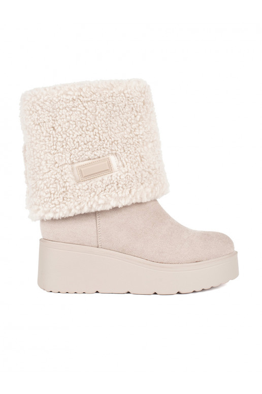 smėlio spalvos su pašiltinimu moteriški batai 