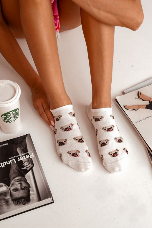 Kojinės  BawełnianeMopsy dramblio kaulo spalvos