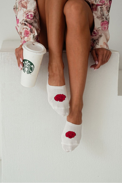 Kojinės Micro  Bawełniane Rose dramblio kaulo spalvos