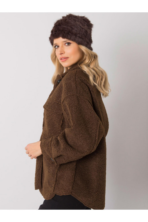 Tamsiai rudos spalvos kailinė kepurė