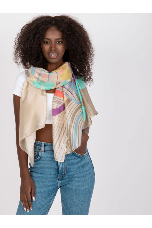 Smėlio spalvos plona skara su raštais