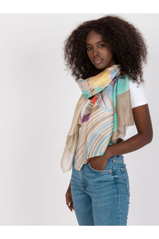 Smėlio spalvos plona skara su raštais