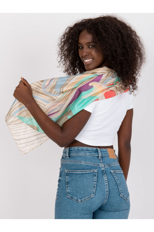 Smėlio spalvos plona skara su raštais