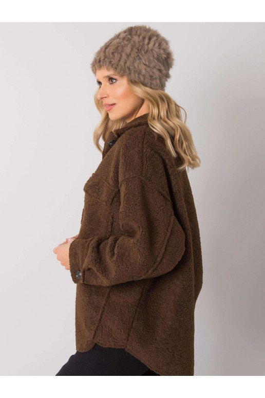 Smėlio spalvos kailinė kepurė