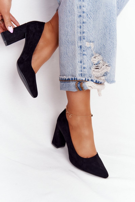 Zomšiniai bateliai su kulniukais Sergio Leone PB216 Juodos spalvos