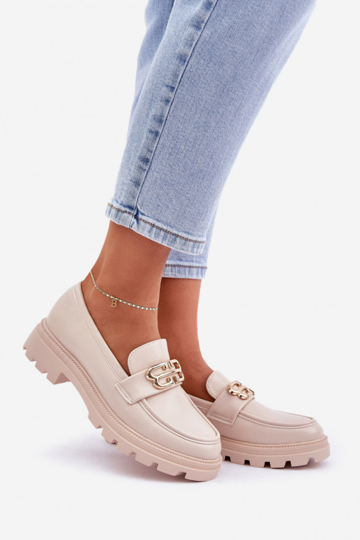 moteriški mokasinai Ze aukso spalvosm Detalem smėlio spalvos Trionna