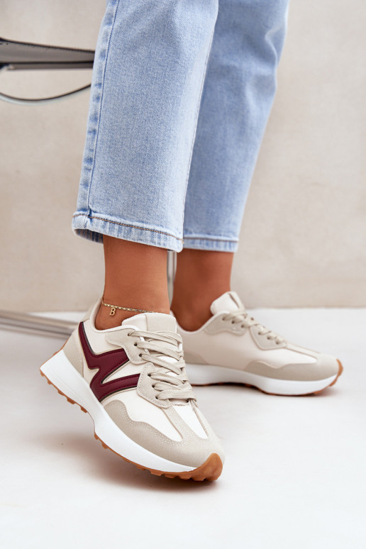 sportiniai bateliai  modelio batai  smėlio spalvos-bordo spalvos Britma