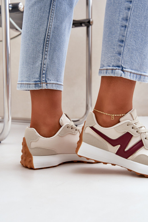 sportiniai bateliai  modelio batai  smėlio spalvos-bordo spalvos Britma