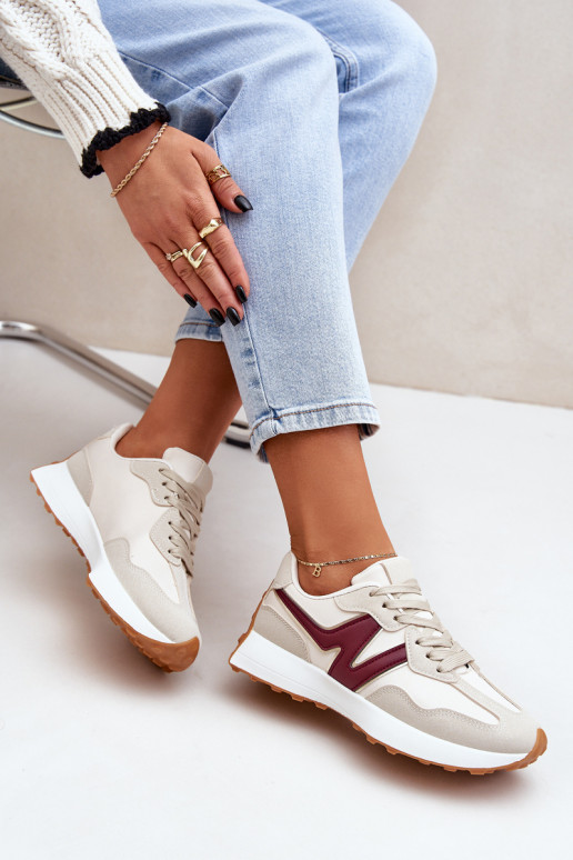 sportiniai bateliai  modelio batai  smėlio spalvos-bordo spalvos Britma