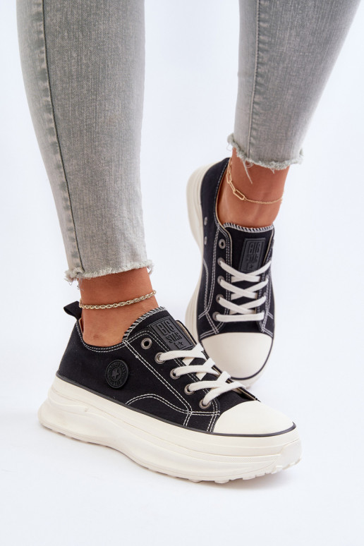 Moteriški batai su madingais masyviais padais Big Star NN274125 Juodos spalvos