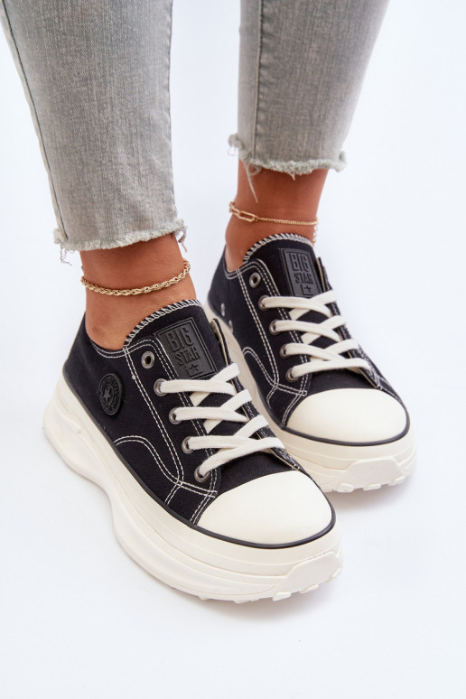 Moteriški batai su madingais masyviais padais Big Star NN274125 Juodos spalvos