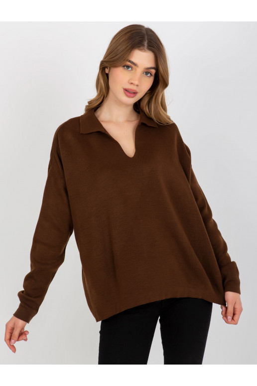 Tamsiai rudas oversize megztinis su... Tamsiai rudas oversize megztinis su...