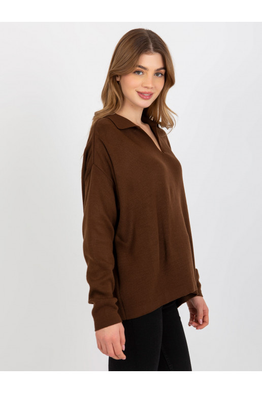 Tamsiai rudas oversize megztinis su... Tamsiai rudas oversize megztinis su...