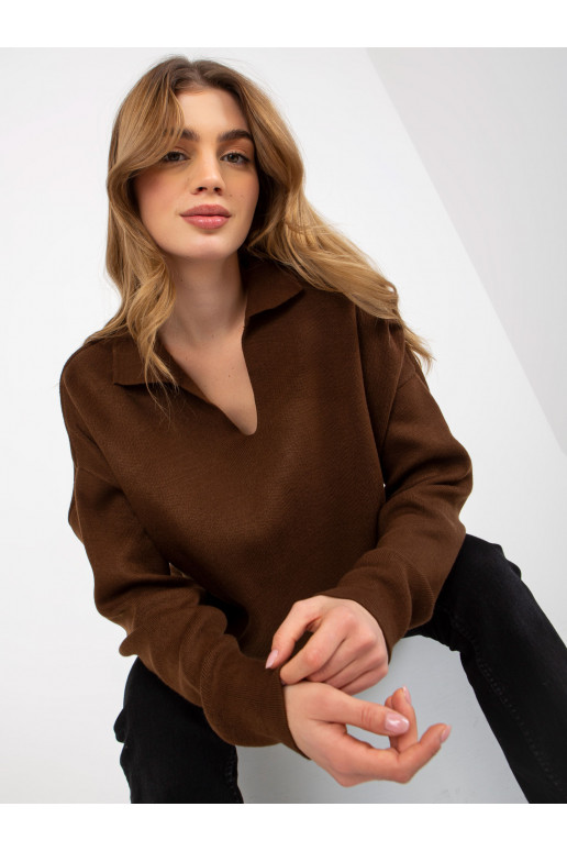 Tamsiai rudas oversize megztinis su... Tamsiai rudas oversize megztinis su...