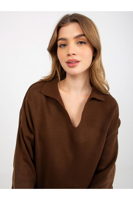 Tamsiai rudas oversize megztinis su... Tamsiai rudas oversize megztinis su...