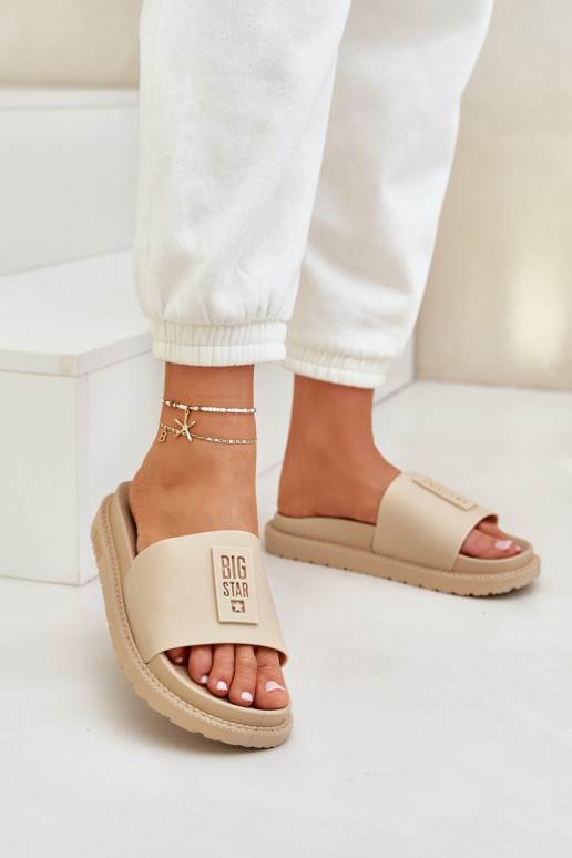 Moteriškos šlepetės Big Star LL274A210 smėlio spalvos