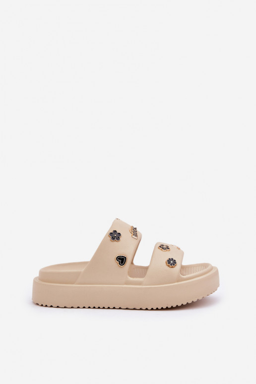  Moteriškos šlepetės Z Przypinkami smėlio spalvos Ravanala