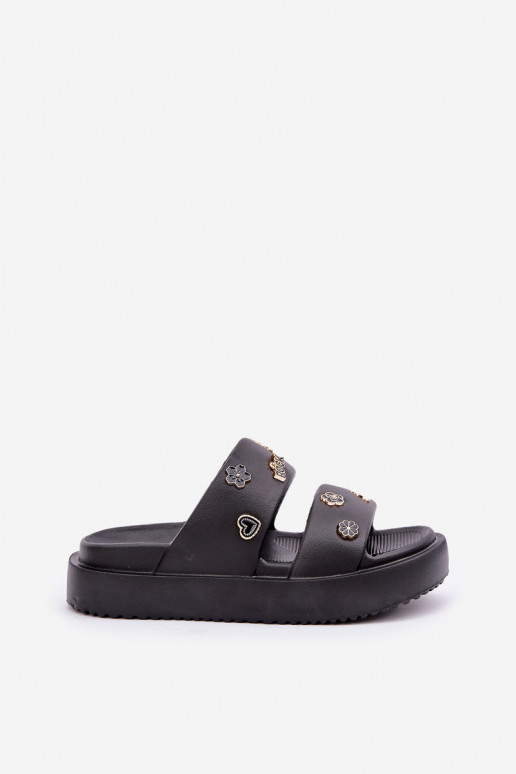  Moteriškos šlepetės Z Przypinkami Juodos spalvos Ravanala